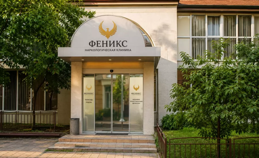 Вход в наркологическую клинику «Феникс» в Электроуглях